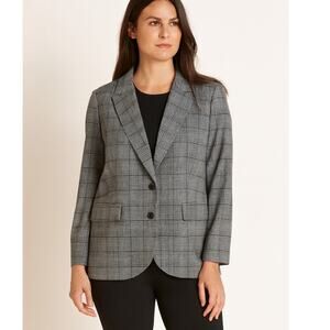 J.Crew Women's SZ 8 Sommerset Blazer in Grey Plaid Italian Wool Oversized BA469